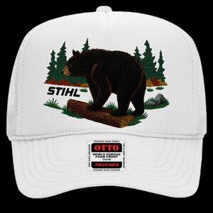 Stihl Black Bear Solid White Foam Trucker Mesh Snap Back
